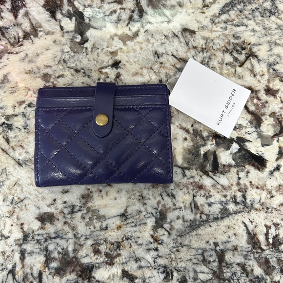 NWT Kurt Geiger Purple Leather Bi-Fold Snap Closure Card Holder - Picture 3 of 9